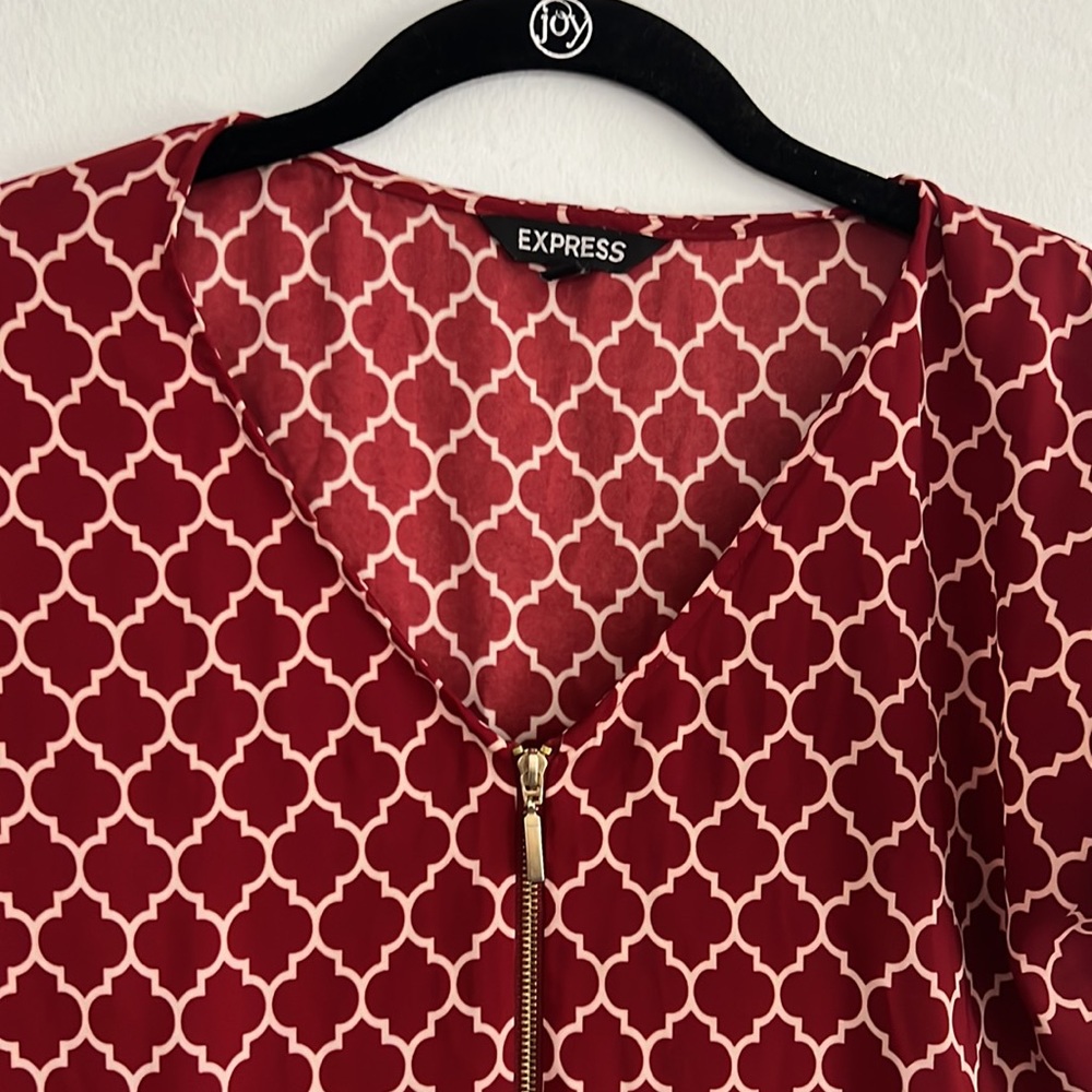 Red Patterned Blouse - image 2